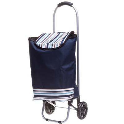 Pyörällinen ostoslaukku Acces tummansininen, raidat